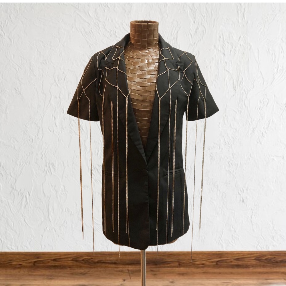Kate Hewko Diamond Chain Short Sleeve Blazer